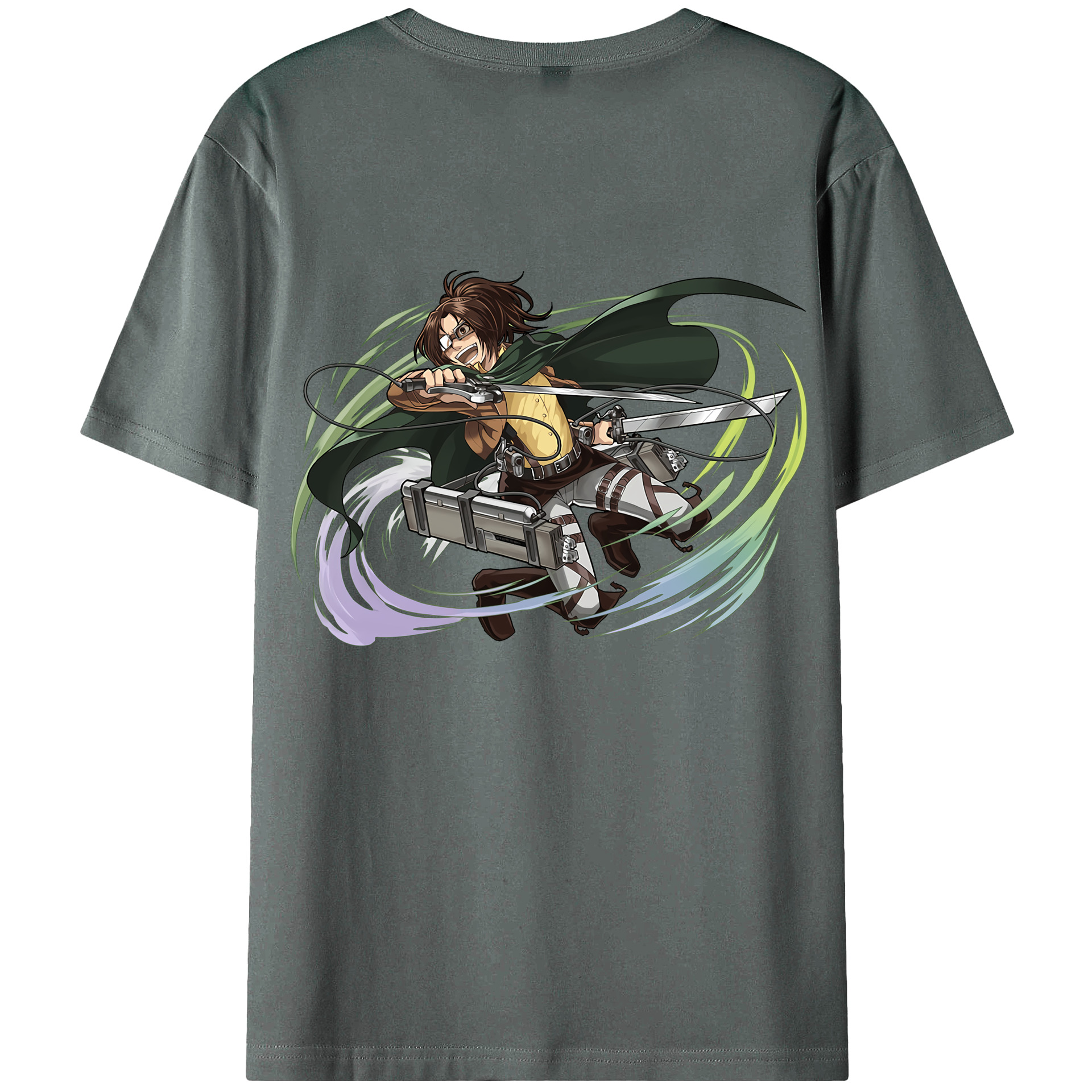 （画像用） 進撃の巨人 ハンジ·ゾエ Attack on Titan Hanji Zoe 綿100％ メンズ半袖Tシャツ（バックプリント） 通気性